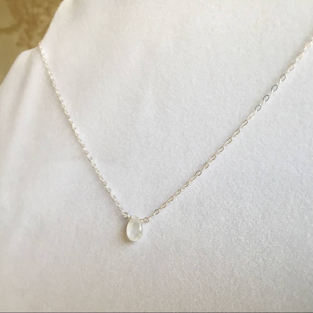 Genuine Moonstone Charm 925 S Silver Necklace - Picture 4 of 7